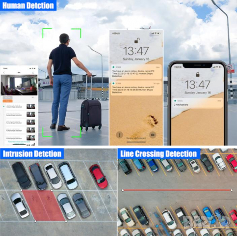 Далекобойна Ultra HD 3~5MPx Водоустойчива H.265X Wi-Fi Камера с IR-CUT Цветно Нощно Виждане + Аудио, снимка 6 - Комплекти за видеонаблюдение - 36230486