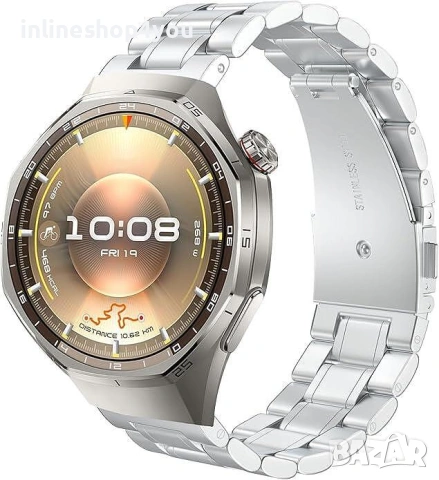 Метална Стоманена Верижка за часовник - Huawei Watch GT6 | GT5 | GT4 | GT3 Pro | GT2 Pro 46 - Сребри, снимка 2 - Смарт гривни - 53593317