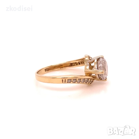 Златен дамски пръстен 2,73гр. размер:47 14кр. проба:585 модел:35628-1, снимка 3 - Пръстени - 52629379