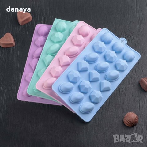 2418 Силиконова форма за бонбони и лед Скъпоценни камъни, снимка 4 - Форми - 34180283