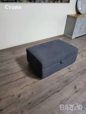 Сива табуретка от плат с функция ракла, снимка 7 - Дивани и мека мебел - 49329189