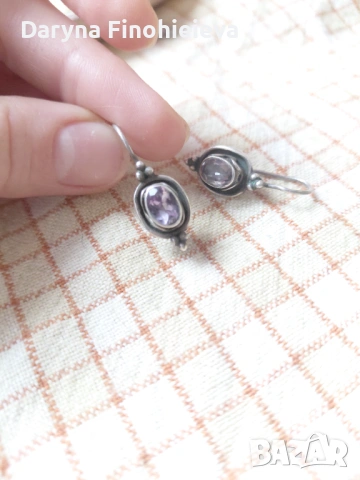 Сребърни обеци от Испания с естествен камък