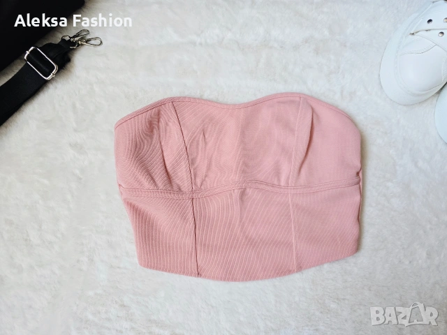 H&M къс розов кроп топ бюстие , снимка 3 - Корсети, бюстиета, топове - 47560502