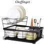 Двуетажен метален сушилник за съдове Cheffinger с отделение за прибори , снимка 5