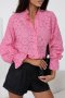 Дамска памучна риза в розово с дълъг ръкав и бродерия, снимка 1 - Ризи - 44365396