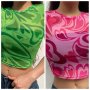 Секси прозрачна дамска тениска с кръгло деколте и къси ръкави, 2цвята - 023