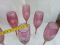Ретро стъклени чаши гравирани цветно стъкло, снимка 7