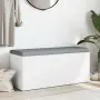 vidaXL Пейка за съхранение, бяла, 102x42x45 см, инженерно дърво, снимка 3