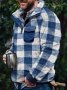 Мъжки кариран пуловер с мек полар, 2цвята - 023