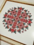 Ръчно бродирана Шевица елбетица "Влюбени сърца" bulgarian embroidery в рамка за подарък, снимка 3