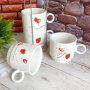 2769 Комплект керамични чаши на метална стойка Sweet Strawberry, снимка 2