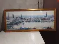 Hamburger Michel Landingsbrucken Binnenalsyer акварел подписан 90г панорама 132х58см Злат. рамка ст., снимка 4