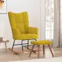 vidaXL Люлеещ се стол с табуретка, горчица, кадифе, снимка 2