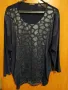 3-4xl ЕФЕКТНА ТЪМНОСИНЯ БЛУЗА ОТ ТРИКО С КОЖЕНА АПЛИКАЦИЯ, снимка 2