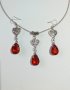 Прелестни обеци в рубинено червено с орнаментирани сърца в цвят сребро , снимка 10