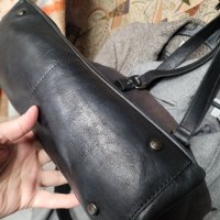 FOSSIL голяма чанта естествена кожа,черна + брезент, снимка 16 - Чанти - 44194870