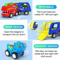 Динозавър камион с играчки малки коли за деца 5-в-1 интерактивна, снимка 3 - Коли, камиони, мотори, писти - 41972801