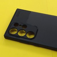 калъф за Samsung Galaxy S24 Ultra силиконов черен дизайн карбон защита за камерата LUX, снимка 3 - Калъфи, кейсове - 44143249