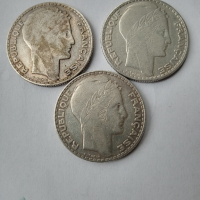 лот сребърни 10 франка 1932 , 1933, 1934 Франция, снимка 4 - Нумизматика и бонистика - 44759783