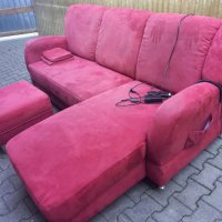 Червен ъглов диван с електрическа част, снимка 5 - Дивани и мека мебел - 36002772