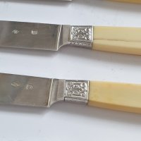 Стари сребърни ножове с кокалени дръжки, снимка 6 - Антикварни и старинни предмети - 41230136
