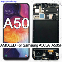 Оригинален Дисплей + Рамка ЗА SAMSUNG GALAXY A50 Service Pack, снимка 1 - Резервни части за телефони - 36217572