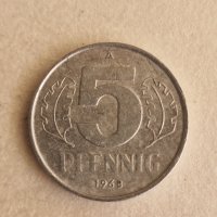 5 Пфенинга 1968 г. ГДР, снимка 1 - Нумизматика и бонистика - 41241858