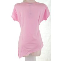 Памучна розова дамска блуза с къс ръкав RVL, снимка 4 - Тениски - 40478211