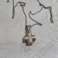 Италиянски сребърен синджир с висулка кръст , снимка 1 - Колиета, медальони, синджири - 44261968