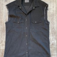 Дънкова нова мъжка черна риза без ръкави Zara S/M , снимка 5 - Ризи - 41773533