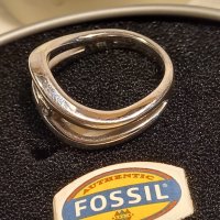 сребърен пръстен с камък Fossil , снимка 3 - Пръстени - 44278568