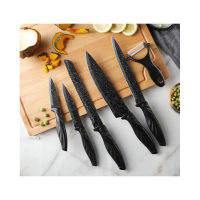 Комплект стоманени ножове, 6 части, незалепващо покритие, снимка 8 - Прибори за хранене, готвене и сервиране - 44840536