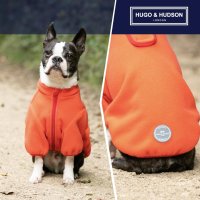 HUGO & HUDSON Поларено яке за кучета, ветроустойчиво, топло, с отвор за повод, оранжево, M50, снимка 6 - За кучета - 44151588