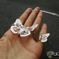 Метален колан бижу верижка с пеперуди в сребрист цвят, снимка 14 - Колани - 41755413