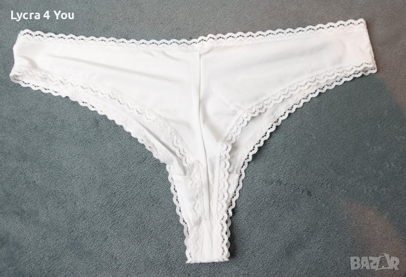 S/M бели бразилиани с дантела по краищата, снимка 1