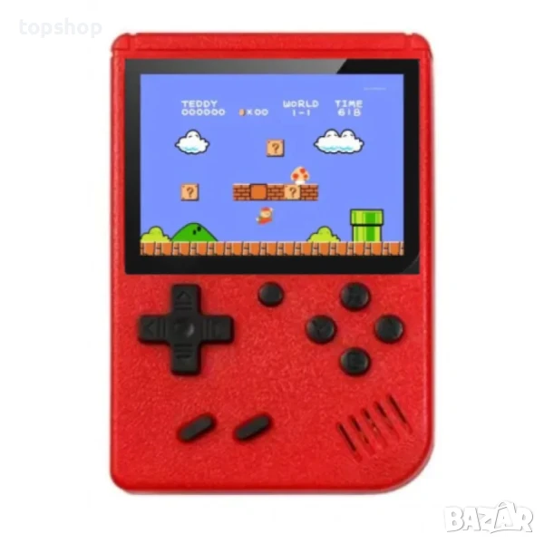 НОВА Преносима игрална ретро конзола с цветен дисплей и 400 игри, TV Out, Червена, снимка 1