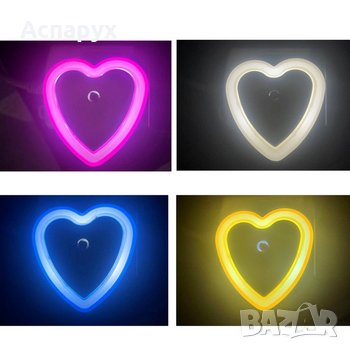 Светещо сърце, нощна лампа, Led неон, USB, снимка 1