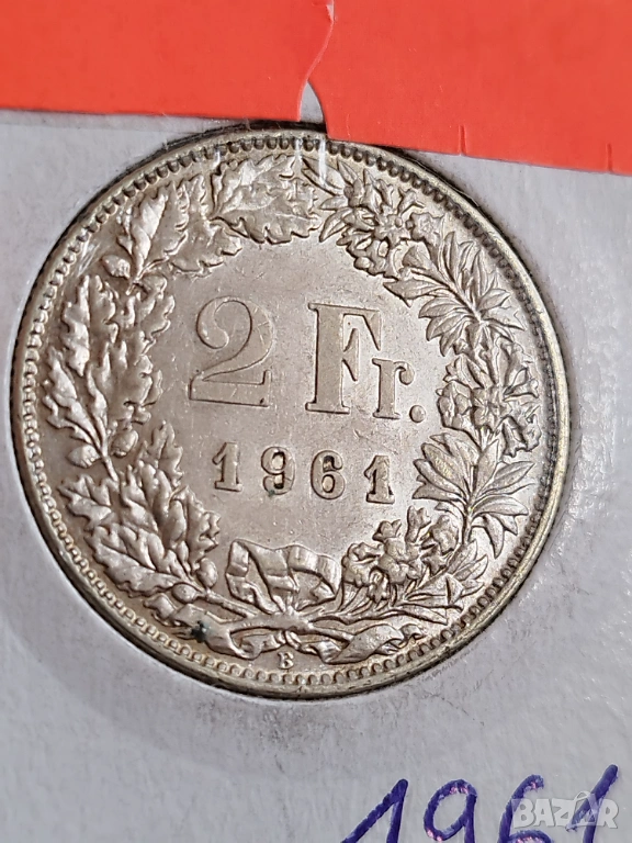 2 франка 1961г. Швейцария , снимка 1