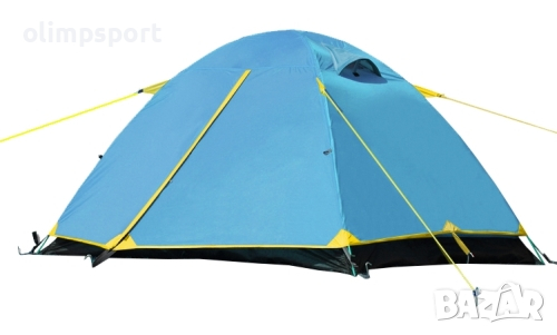 Палатка двуместна (двуслойна) с размери 210x140x105 см Вътрешният слой на палатката е от мрежест пла, снимка 1