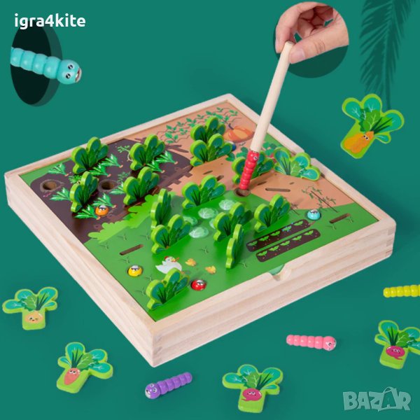 Дървена играчка Градински зеленчуци - Игра за улавяне на буболечки, снимка 1