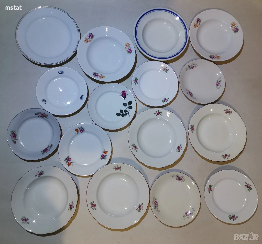 16 стари български порцеланови чинии, снимка 1