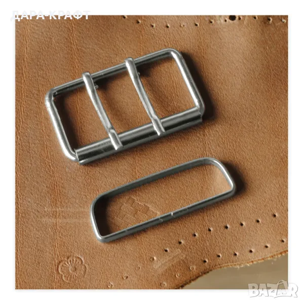 Катарама с двоен език + гайка за широки колани, 50мм, 10бр, снимка 1