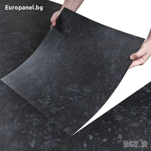 Самозалепващ панел за под с ПВЦ покритие - Черен цвят - 45.72 х 45.72 см, снимка 1