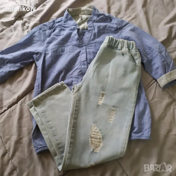 дънки и риза размер 140, снимка 1