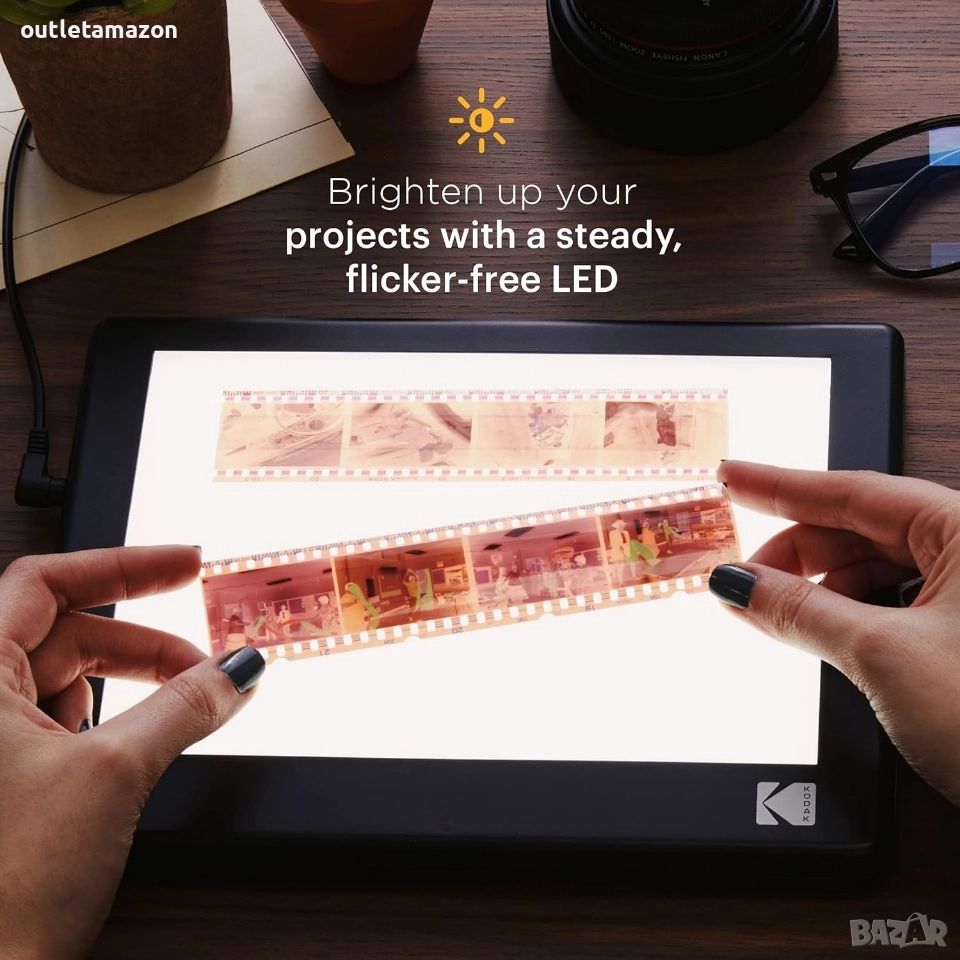 LED светлинна кутия KODAK 5”x4” за негативи, диапозитиви и филми , снимка 1