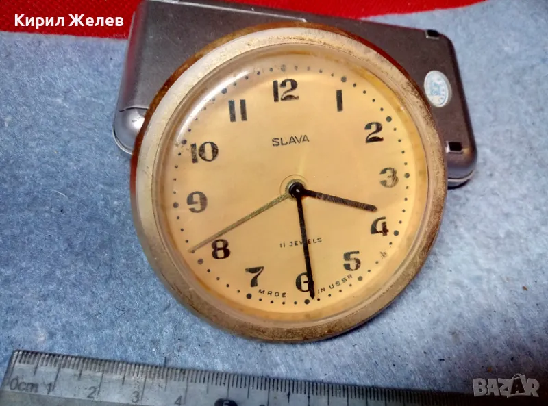 SLAVA 11 JEWELS MADE in USSR Стар КОЛЕКЦИОНЕРСКИ РУСКИ МЕХАНИЧЕН БУДИЛНИК СЛАВА 44054, снимка 1