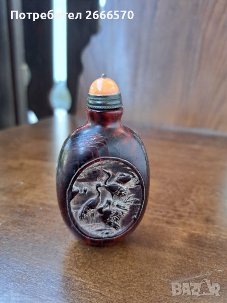стара китайска енфие ботилка червен кехлибар, снимка 1