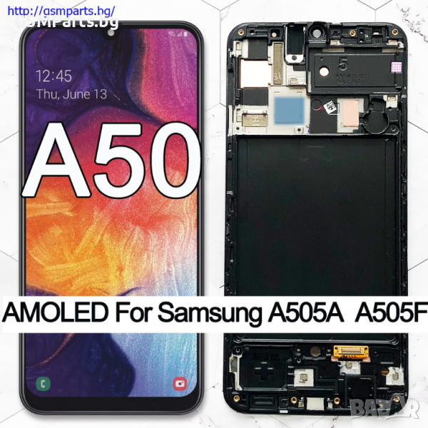 Оригинален Дисплей + Рамка ЗА SAMSUNG GALAXY A50 Service Pack, снимка 1