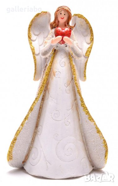 Сувенир - бял ангел държащ сърце , снимка 1