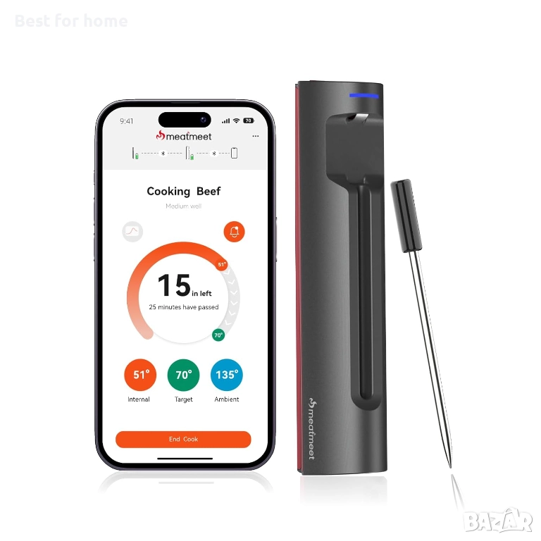 Професионален WiFi безжичен термометър за месо, снимка 1